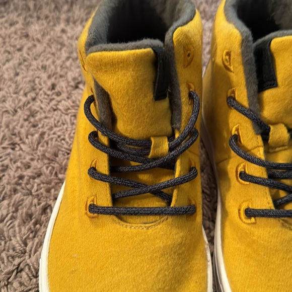 Brand new never worn, bright yellow with gray accent lace up booty! - Picture 2 of 8